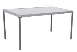 (163/Mez/P2) RRP £100. Bambrick Rectangular Table. Powder Coated Steel Frame. Hand Woven Syntheti...