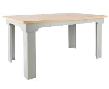 (167/P1) RRP £190. Divine Dining Table Grey. Grey Finish With Oak Effect Top. Detailed Frame And...