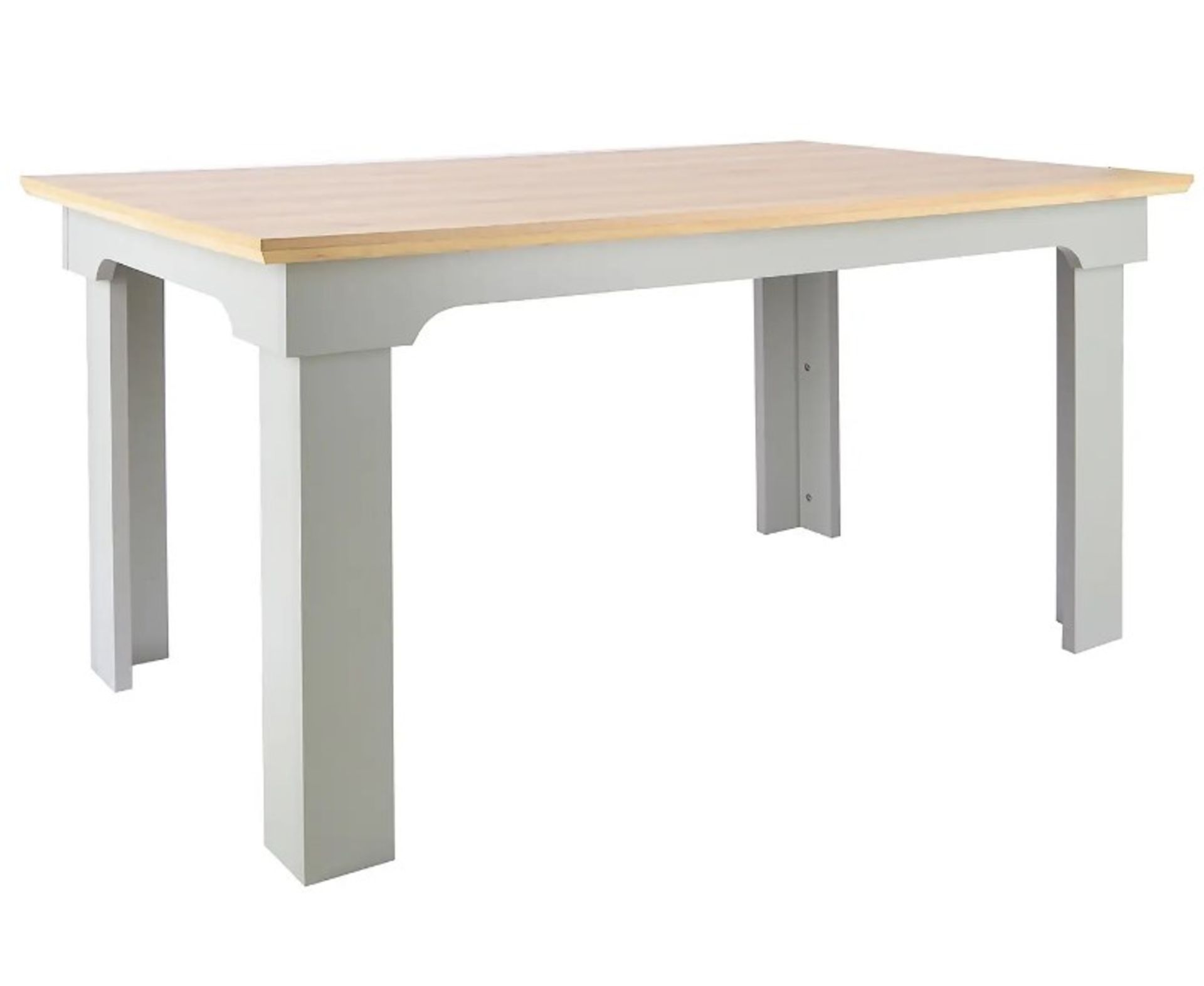 (167/P1) RRP £190. Divine Dining Table Grey. Grey Finish With Oak Effect Top. Detailed Frame And...