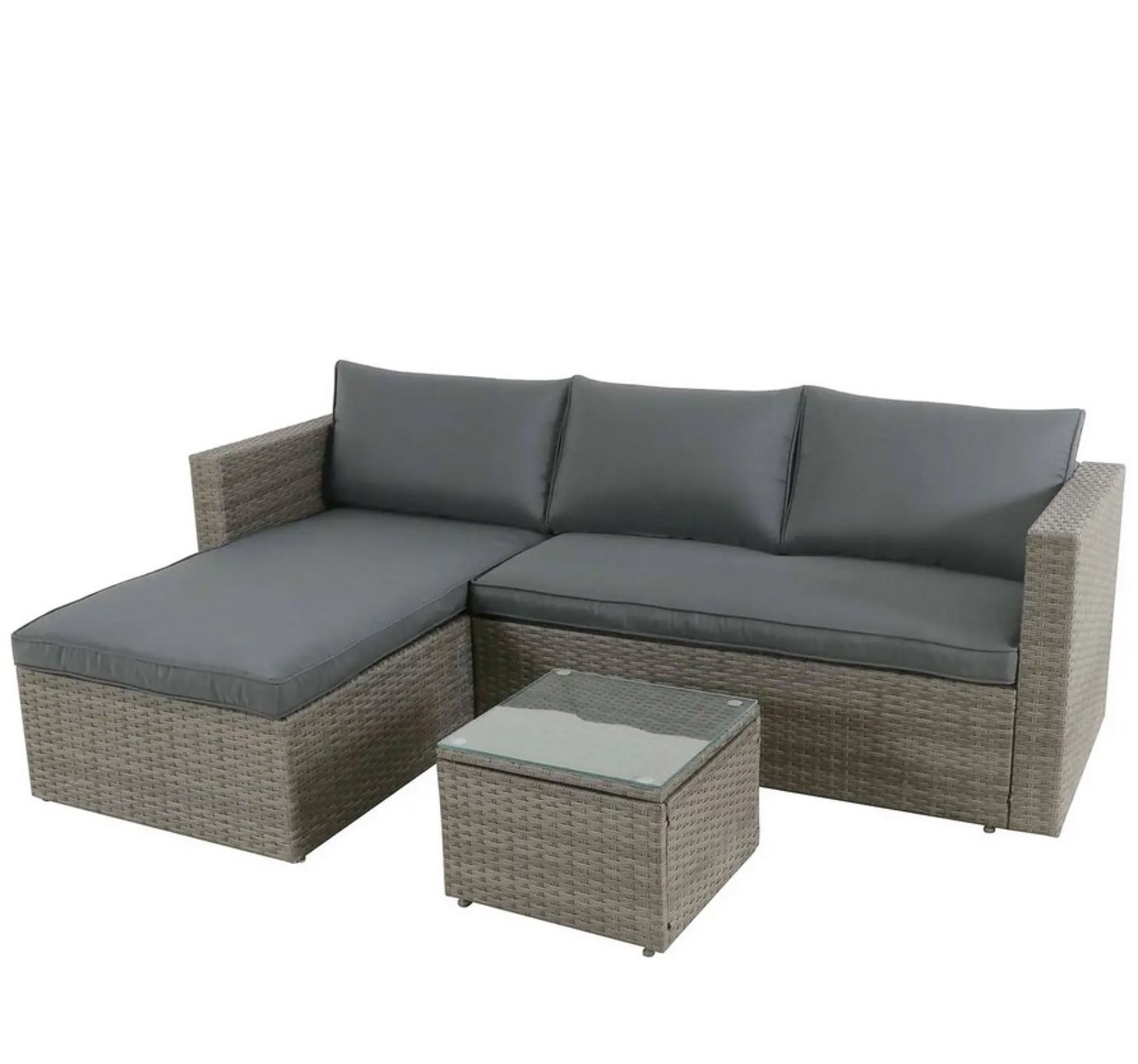 (11/P) RRP £345. Alexandria Left/Right Facing Grey Rattan Garden Corner Sofa Set. Suitable For In... - Image 3 of 9