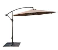 (151/2K) RRP £210. Sturdi 3M Cantilever Parasol Brown (H240x W300x D300cm). 48mm Stem. (Base Not...