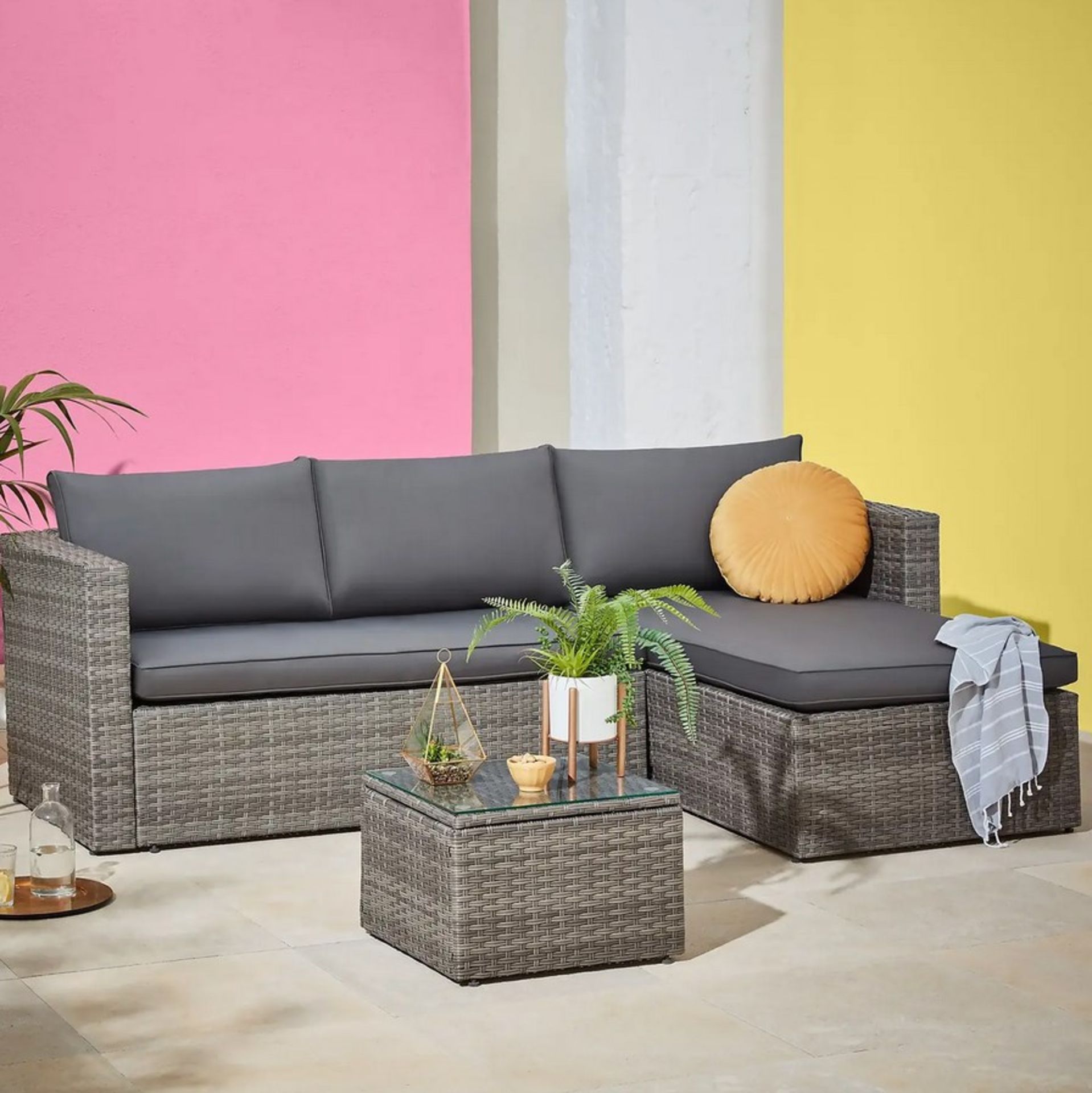 (10/P) RRP £345 When Complete. Alexandria Left/Right Facing Grey Rattan Garden Corner Sofa Set. S...