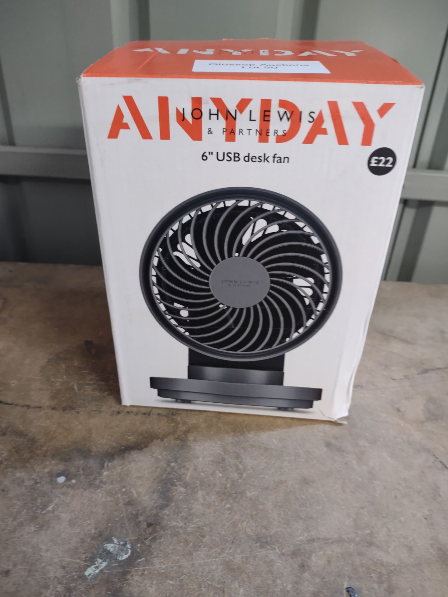 John Lewis Anyday 6 Inch USB Desk Fan. RRP £22 - Grade U