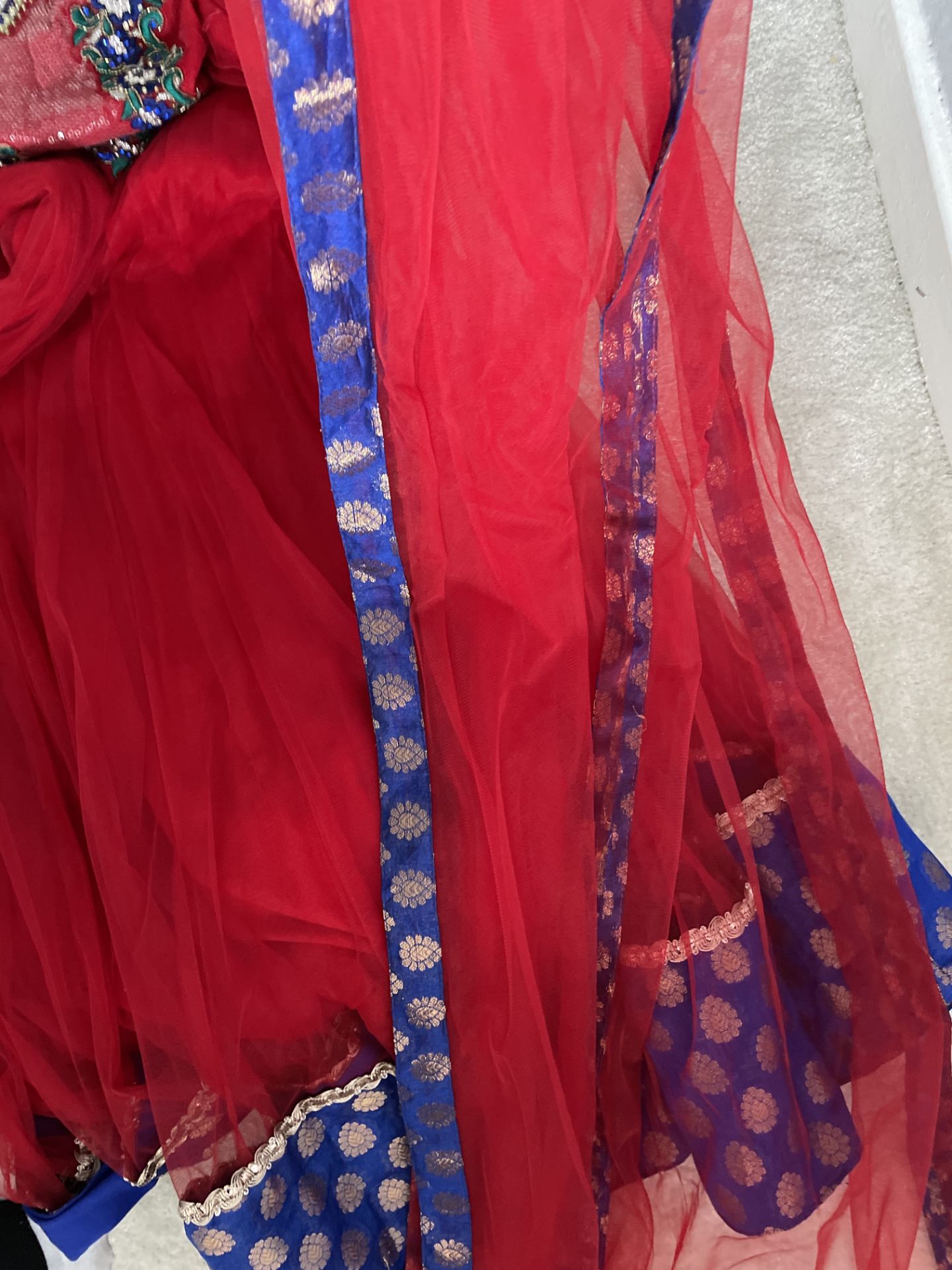 Red And Blue Designer Dress - Image 4 of 4