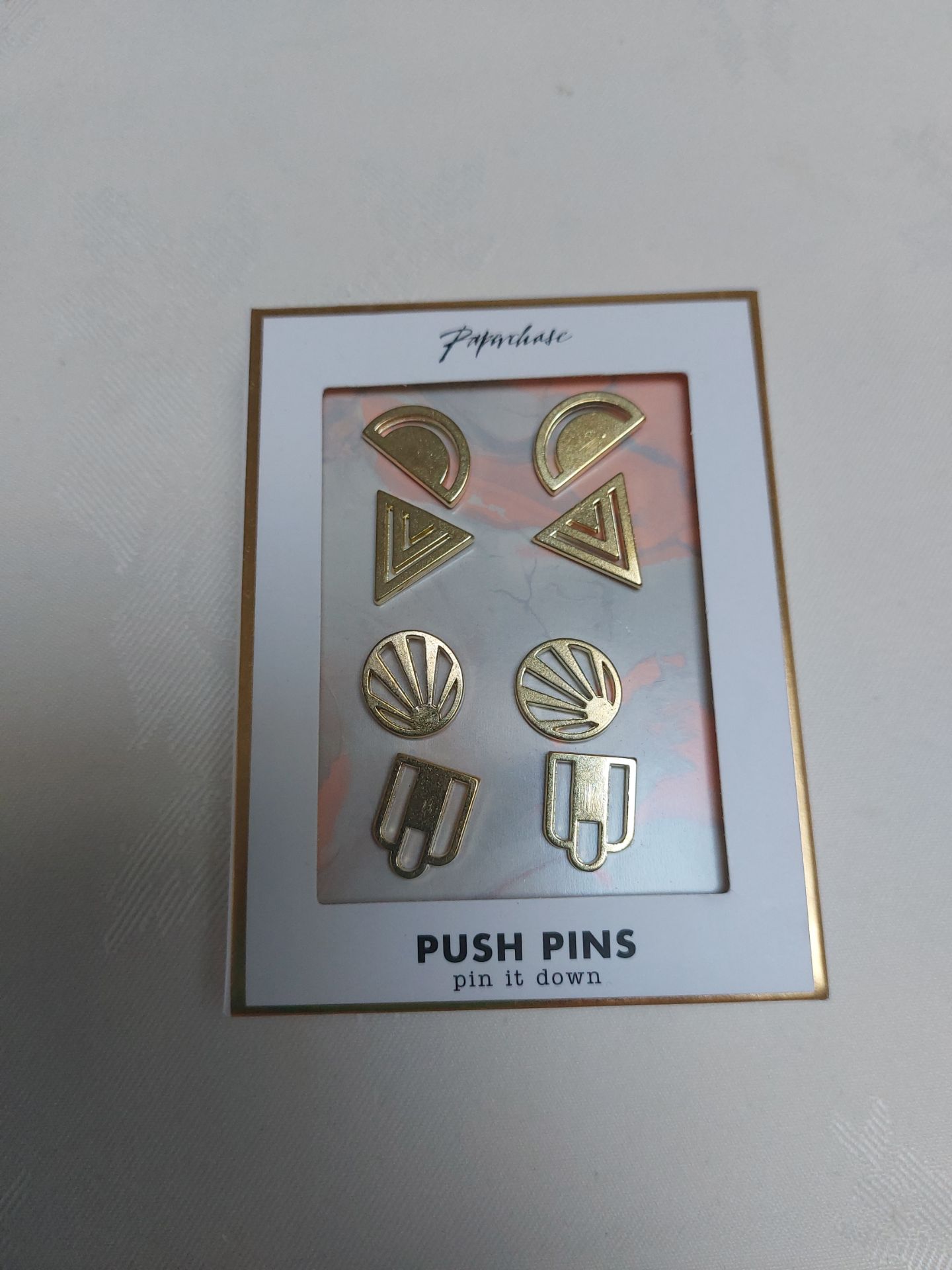 Pack of 8 Push Pins, Gold from Paperchase. RRP £3 each. Box of 20 Packs - Image 2 of 2