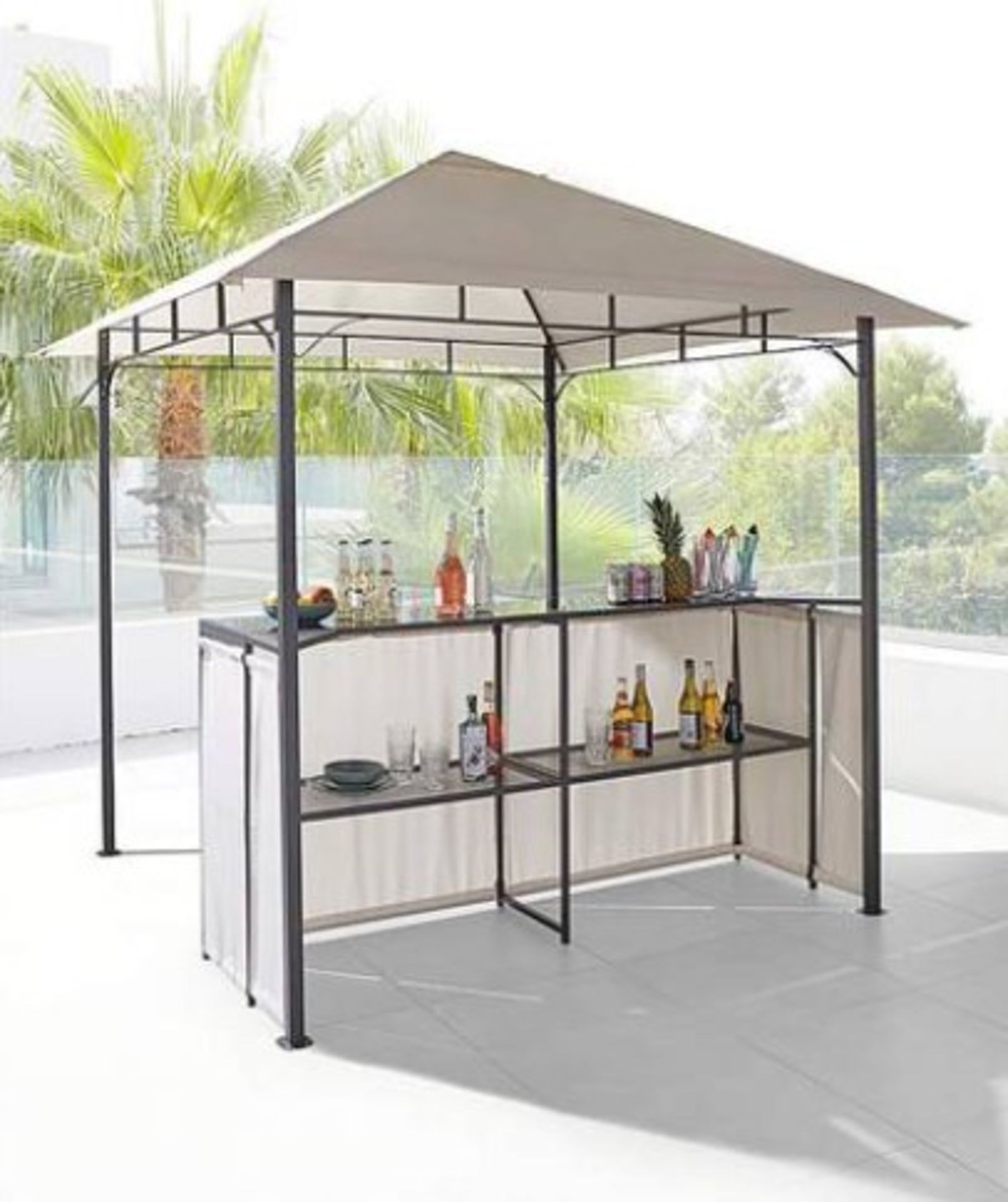 (18/P) RRP £239. BBQ Bar Gazebo Cream. Ideal For Providing Shade And Protection From The Elements...