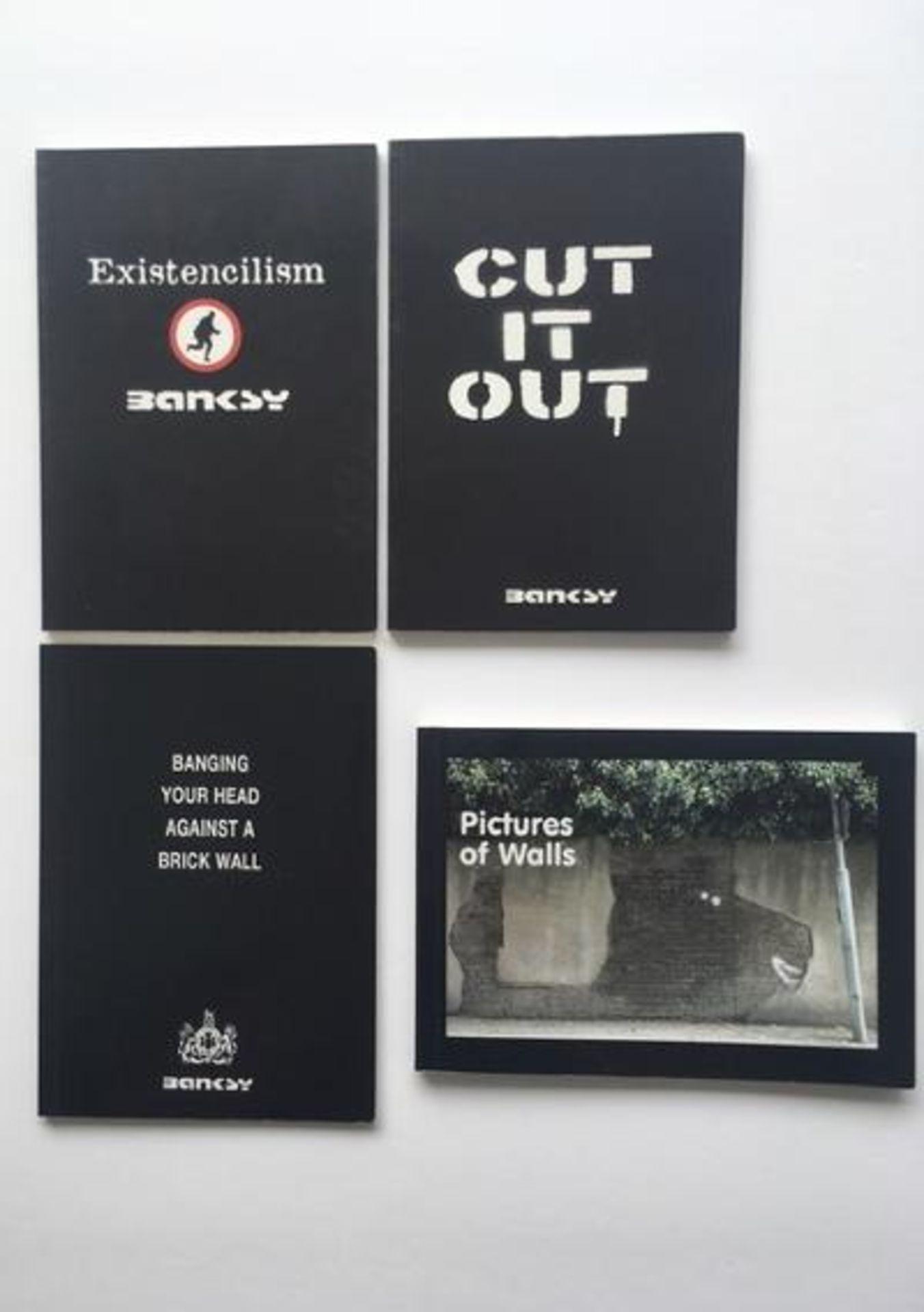 BANKSY Self-published books, Banging Your Head Against a Brick Wall, Existentialism, Cut it Out &...