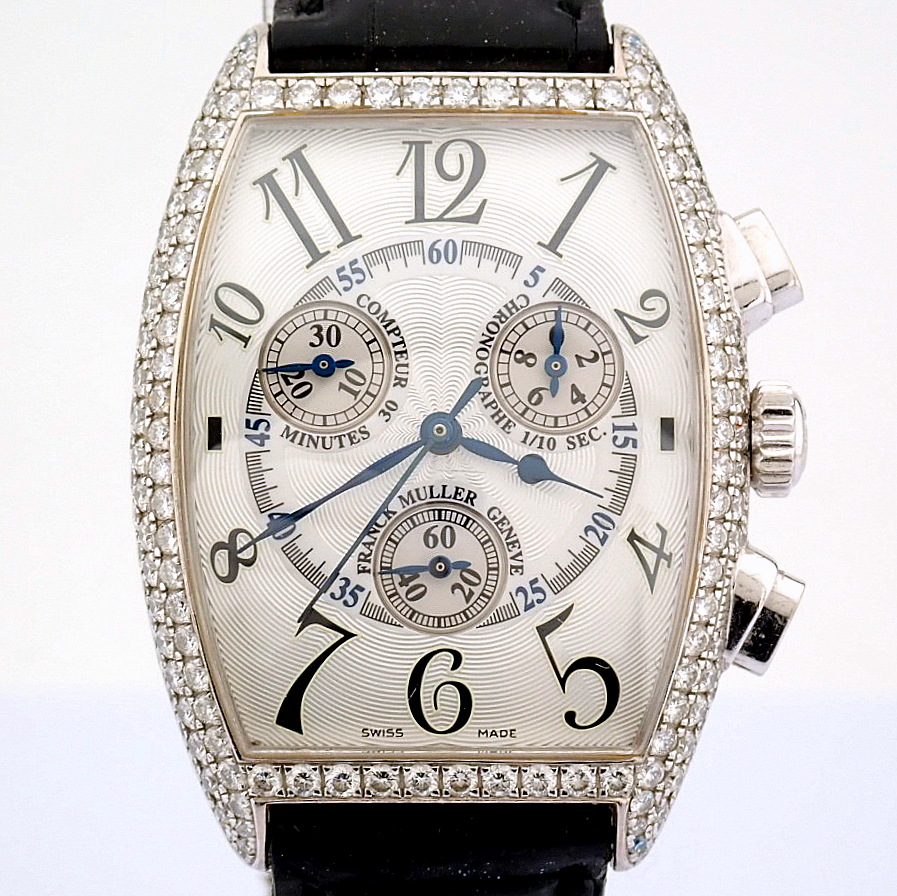 Title: Franck Muller / Curvex Chronograph 18K Gold Factory Set Diamond - Unisex White gold Wrist