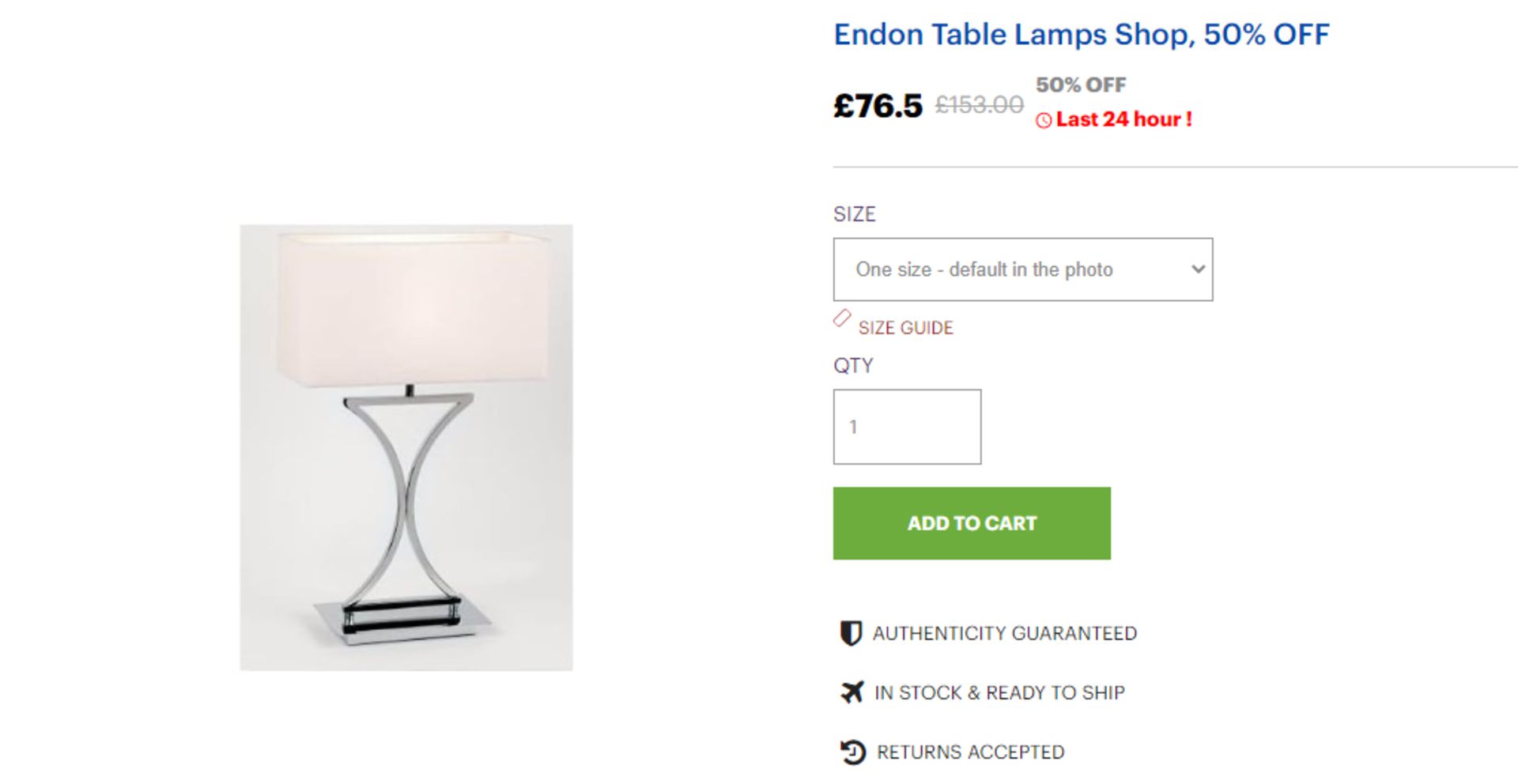 Brand New Endon Lighting Chrome Table Lamp or Bedside Lamp RRP £79.99 - Image 3 of 3