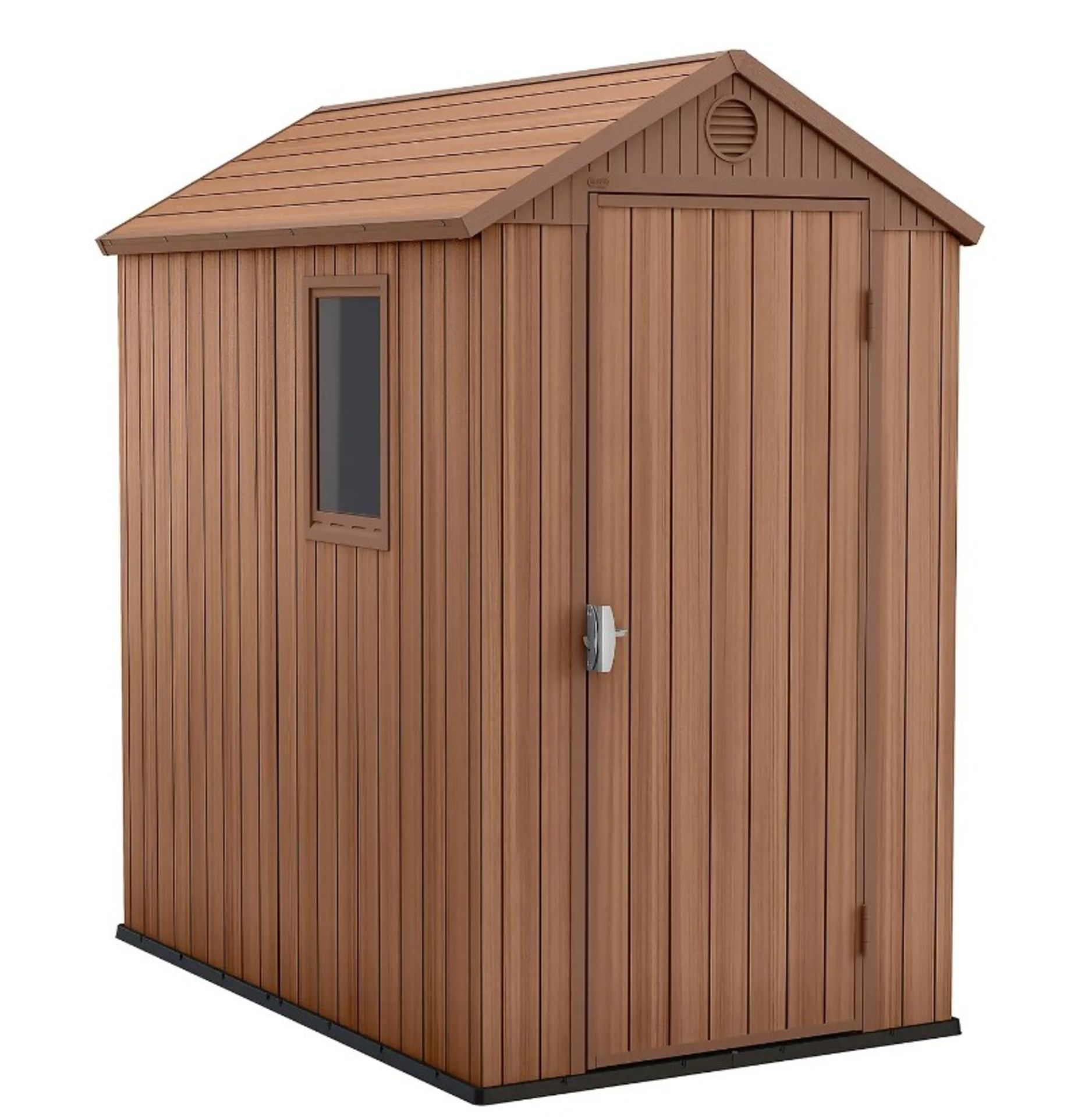 (13/Mez/P) RRP £385. Keter Darwin 4x6 Outdoor Garden Apex Shed Brown - Image 3 of 7