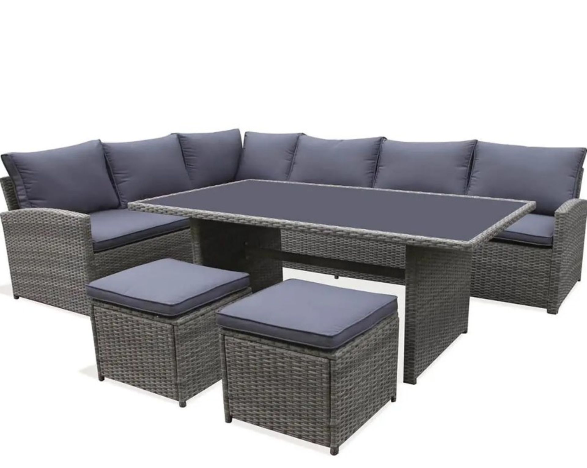 (3/Mez/P) RRP £850. Matara Grey Rattan Corner Sofa Dining Set. (Contents Appear Clean, Unused). I... - Image 3 of 11