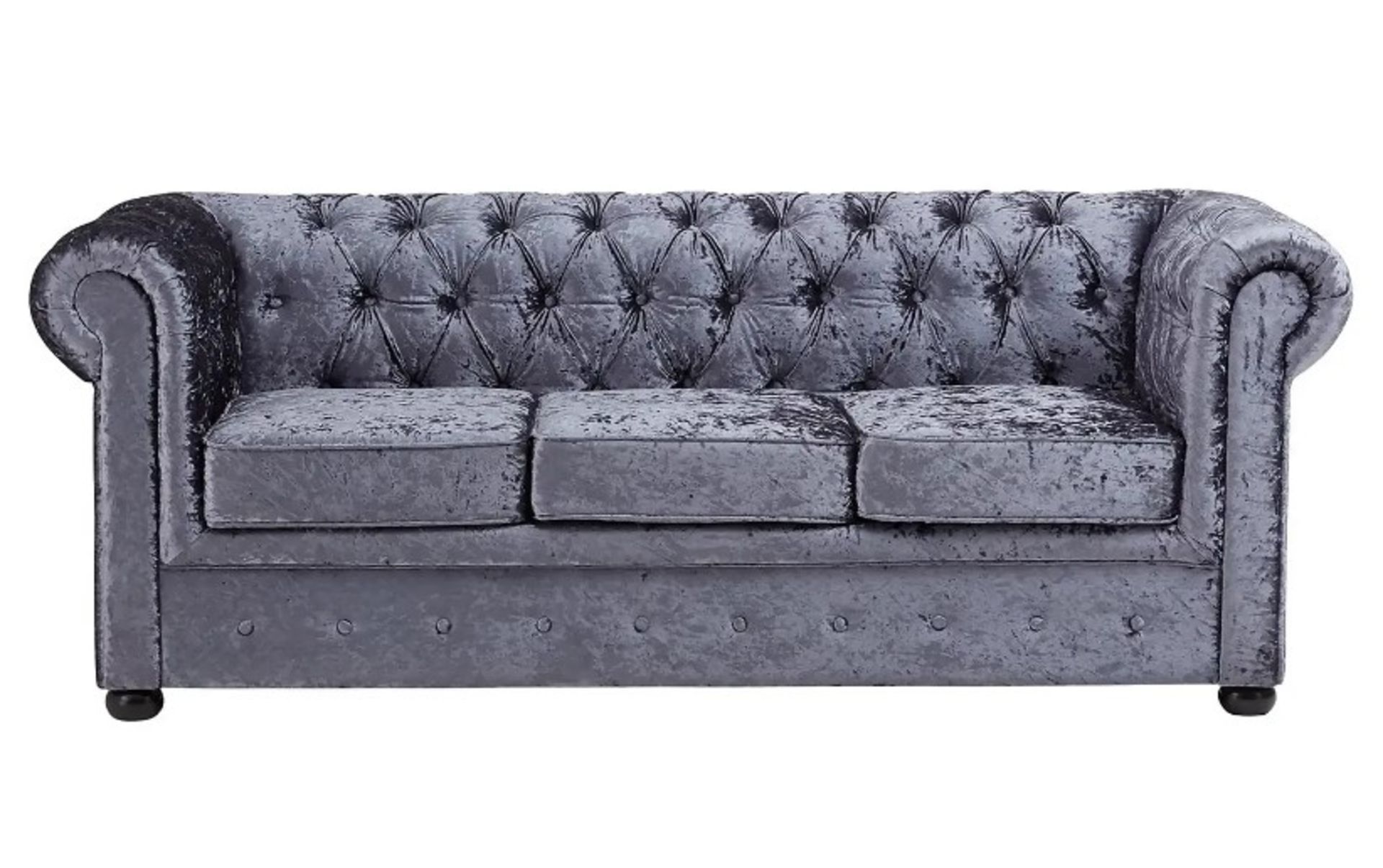 (4/Mez/P) RRP £625. Chesterfield Crushed Velvet 3 Seater Sofa Petrol Blue. (H750x D850x W2000mm).... - Image 3 of 11