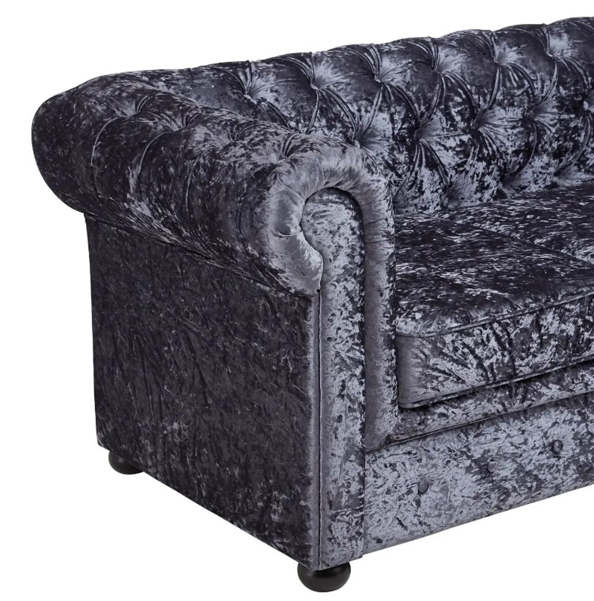 (4/Mez/P) RRP £625. Chesterfield Crushed Velvet 3 Seater Sofa Petrol Blue. (H750x D850x W2000mm).... - Image 6 of 11