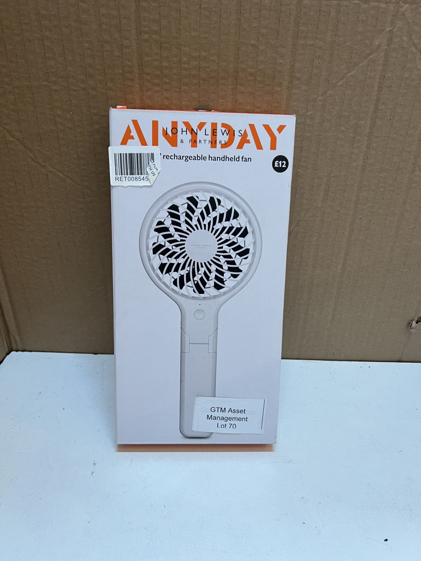 John Lewis 4 inch handheld fan - Rechargeable. RRP £12 - GRADE U