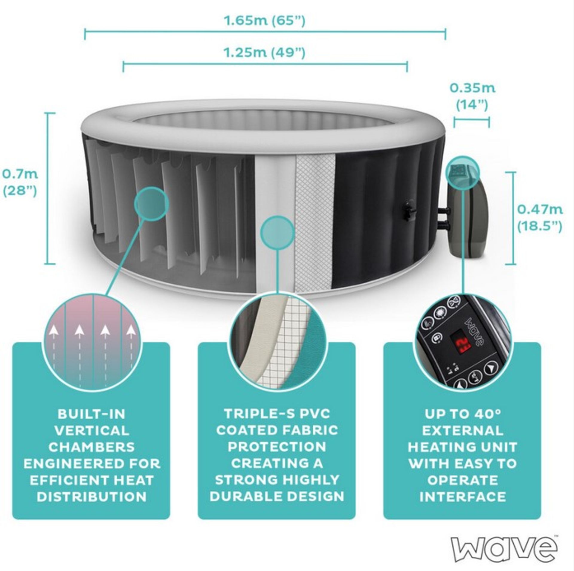 Title: (7/P) RRP £273. Wave Atlantic 4 Person Round Hot Tub With Pump (2x Boxes In Lot) - Image 3 of 8