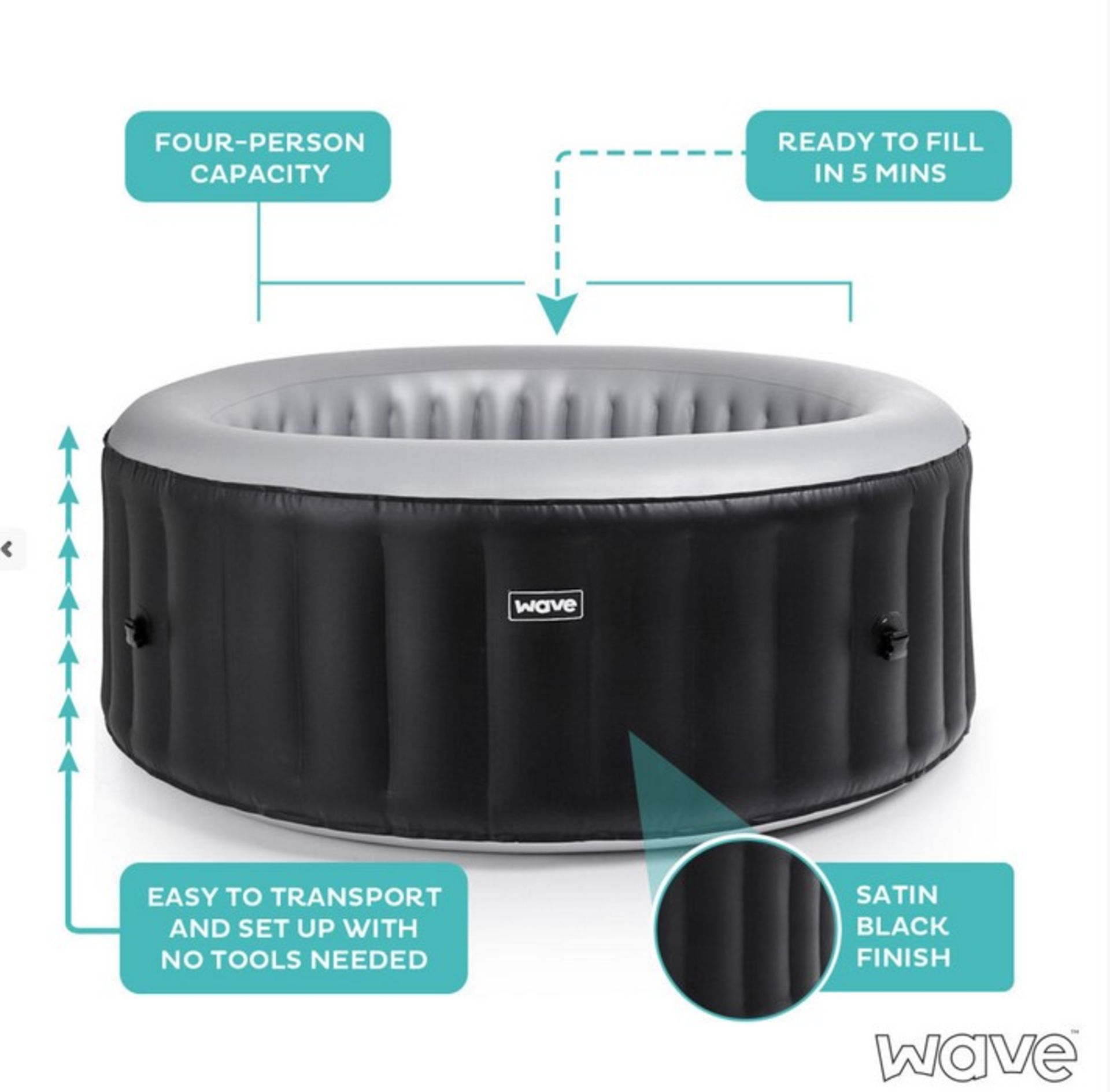 Title: (7/P) RRP £273. Wave Atlantic 4 Person Round Hot Tub With Pump (2x Boxes In Lot) - Image 2 of 8