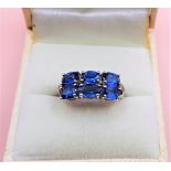 Sterling Silver 2ct Sapphire & Diamond Ring New with Gift Box