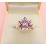 Sterling Silver Pink Tourmaline & Rose de France Amethyst Ring New with Gift Pouch