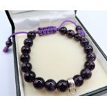 Thomas Sabo Amethyst Bead Silver Charm Friendship Bracelet with Gift Box