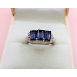 Sterling Silver Sapphire & Diamond Ring New with Gift Box