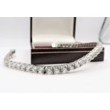 Sterling Silver 43 x 4mm Moissanite Gemstone Tennis Bracelet New with Gift Box