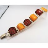 Sterling Silver Chunky Amber Bracelet with Gift Box