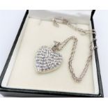 Sterling Silver Swarovski Crystal Heart Pendant Necklace