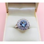Sterling Silver Topaz Cluster Ring New with Gift Box