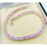 Sterling Silver 8ct Pink Topaz Tennis Bracelet New with Gift Box