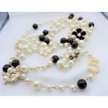 28 inch Pearl and Enamel No. 5 Necklace