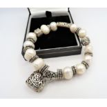 Silver Bead & Pearl Bracelet