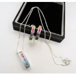 Sterling Silver Multi Gemstone Necklace and Earrings Set New with Gift Box