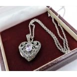 Sterling Silver Amethyst & Marcasite Pendant Necklace