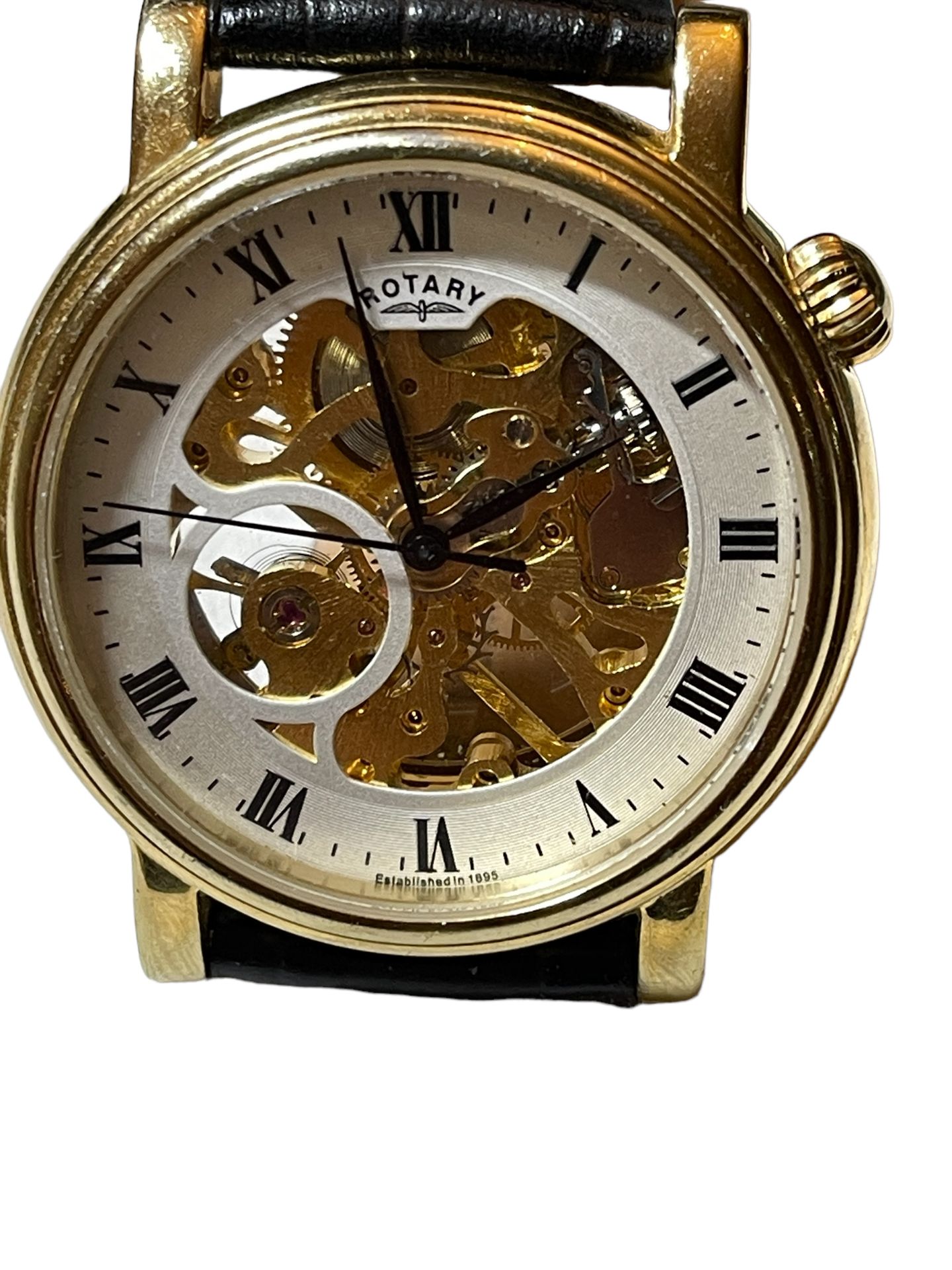 Men’s Rotary Skeleton Watch Leather Strap - Image 3 of 4