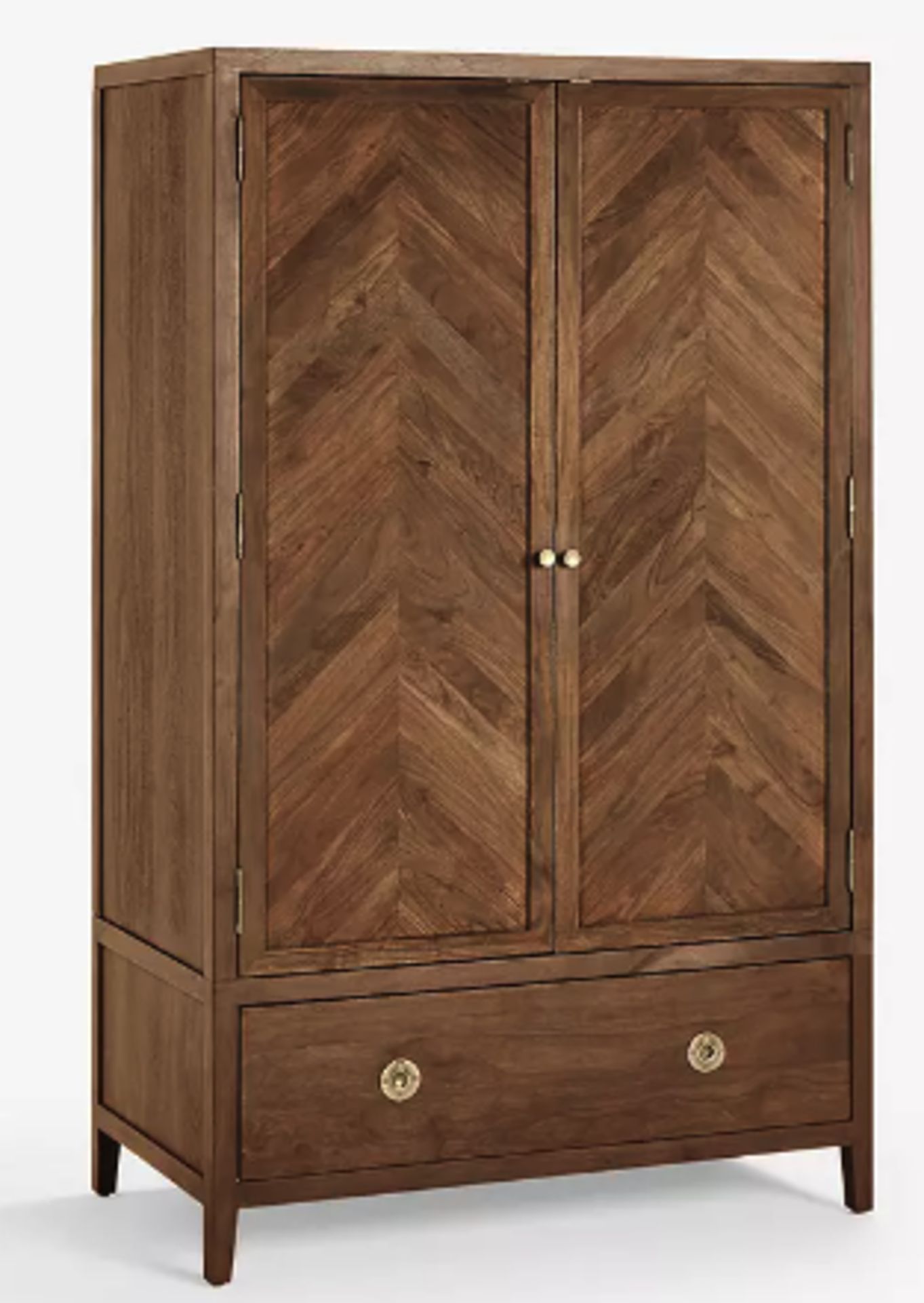 Item Description - John Lewis Padma Double Wardrobe with 1 Drawer, Brown/Brass - Stock Number