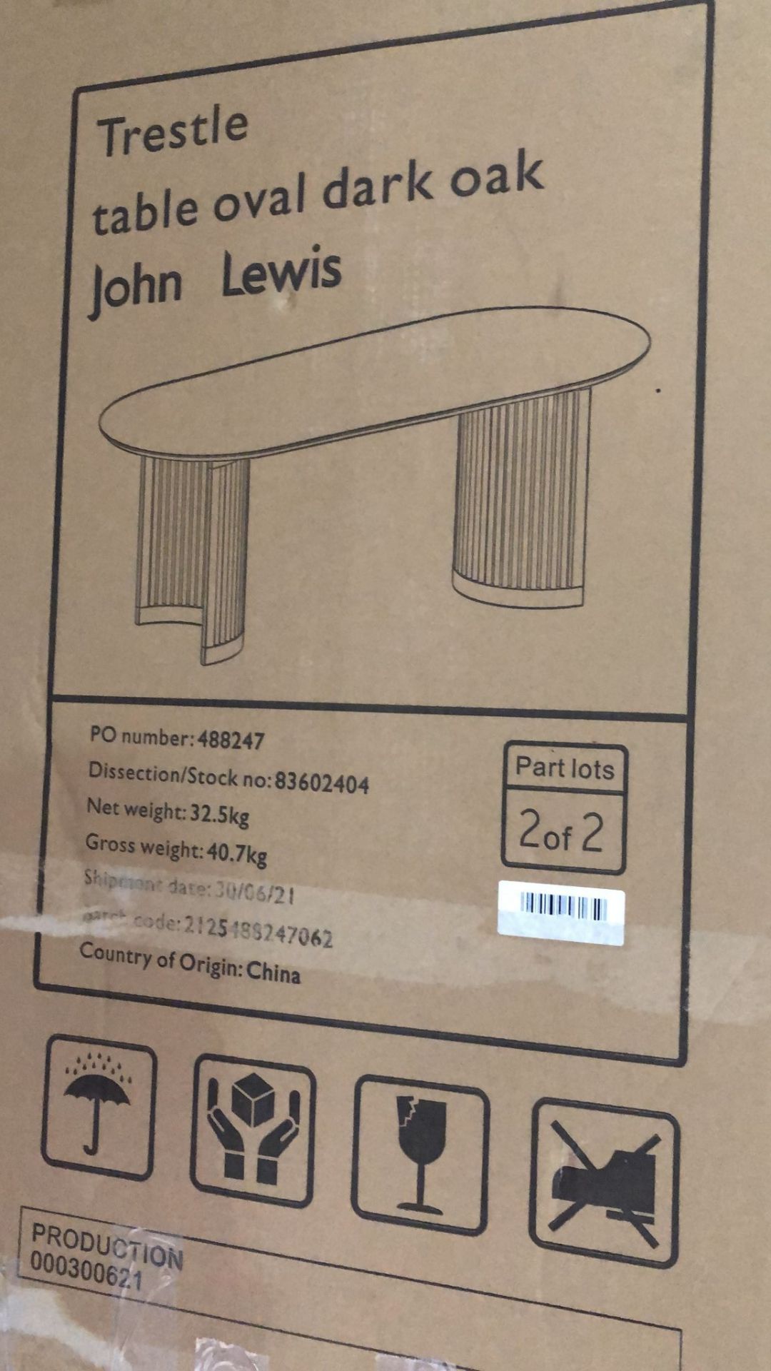 John Lewis Trestle 6 Seater Dining Table, Dark Oak **Box 2 ONLY** RRP £799 - Image 2 of 2