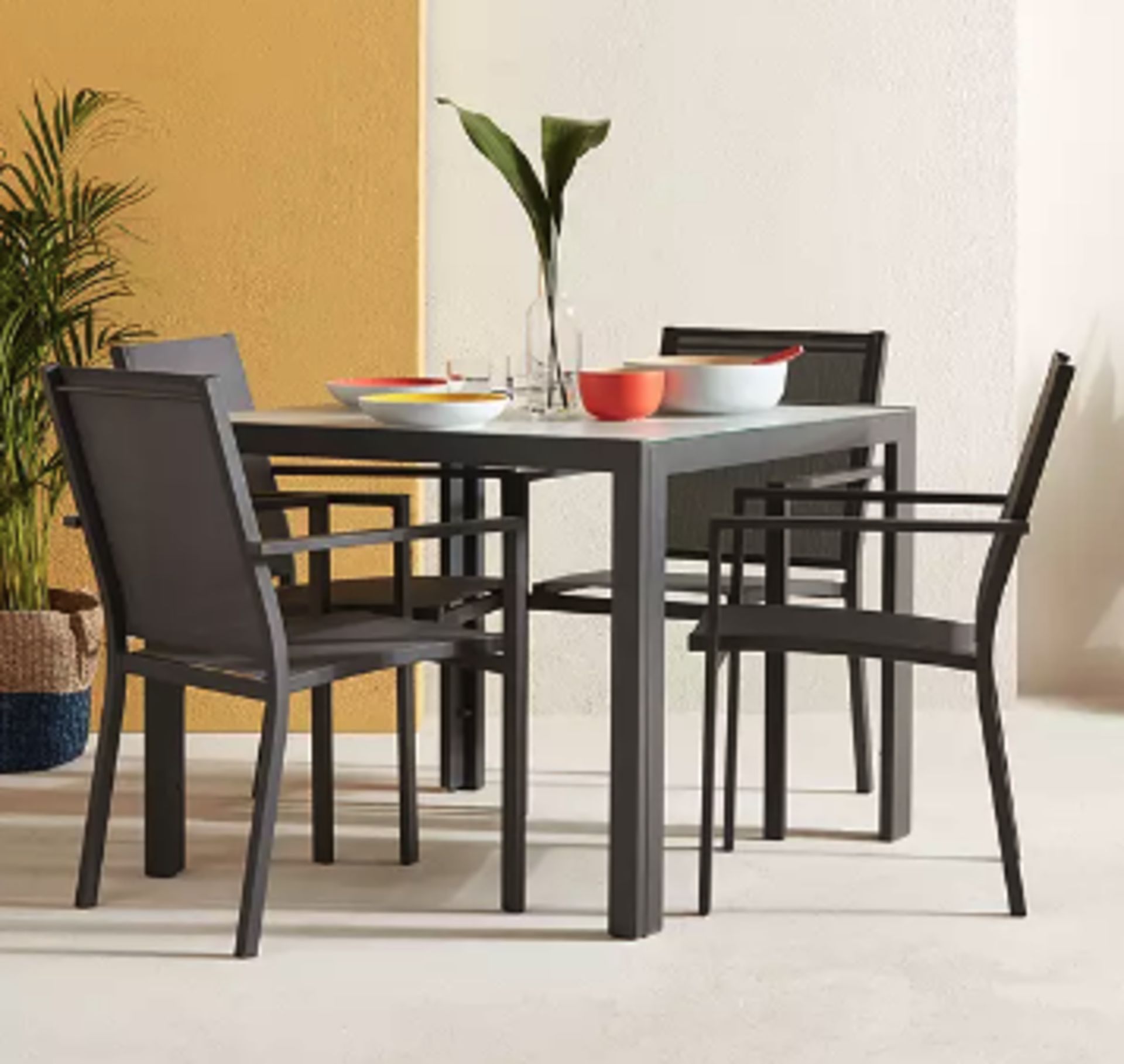 Item Description - John Lewis Miami Ceramic-Effect Glass Top Garden Dining Table, 95cm, Grey -...