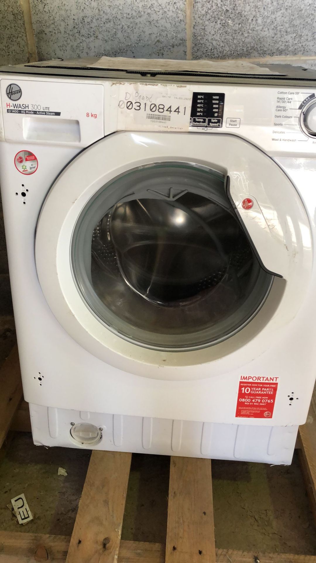 Hoover H-Wash 300 HBWS 48D1E-80 Integrated Washing Machine, 8kg Load, 1400rpm Spin RRP £469 - Image 2 of 2