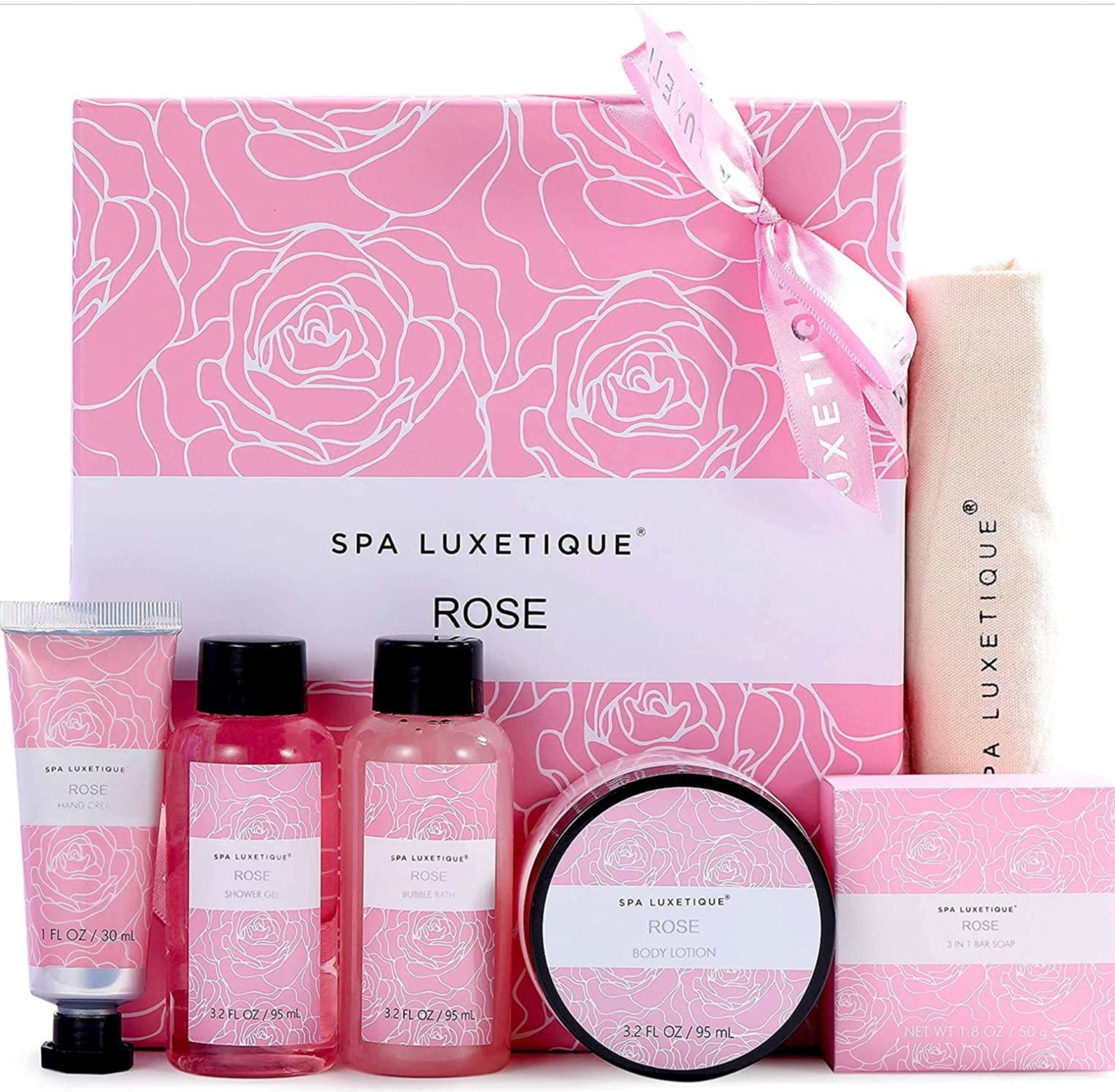 Spa Luxetique Spa Gift Set, Pampering Gifts for Women, 6Pcs Rose Bath Set - Image 5 of 5