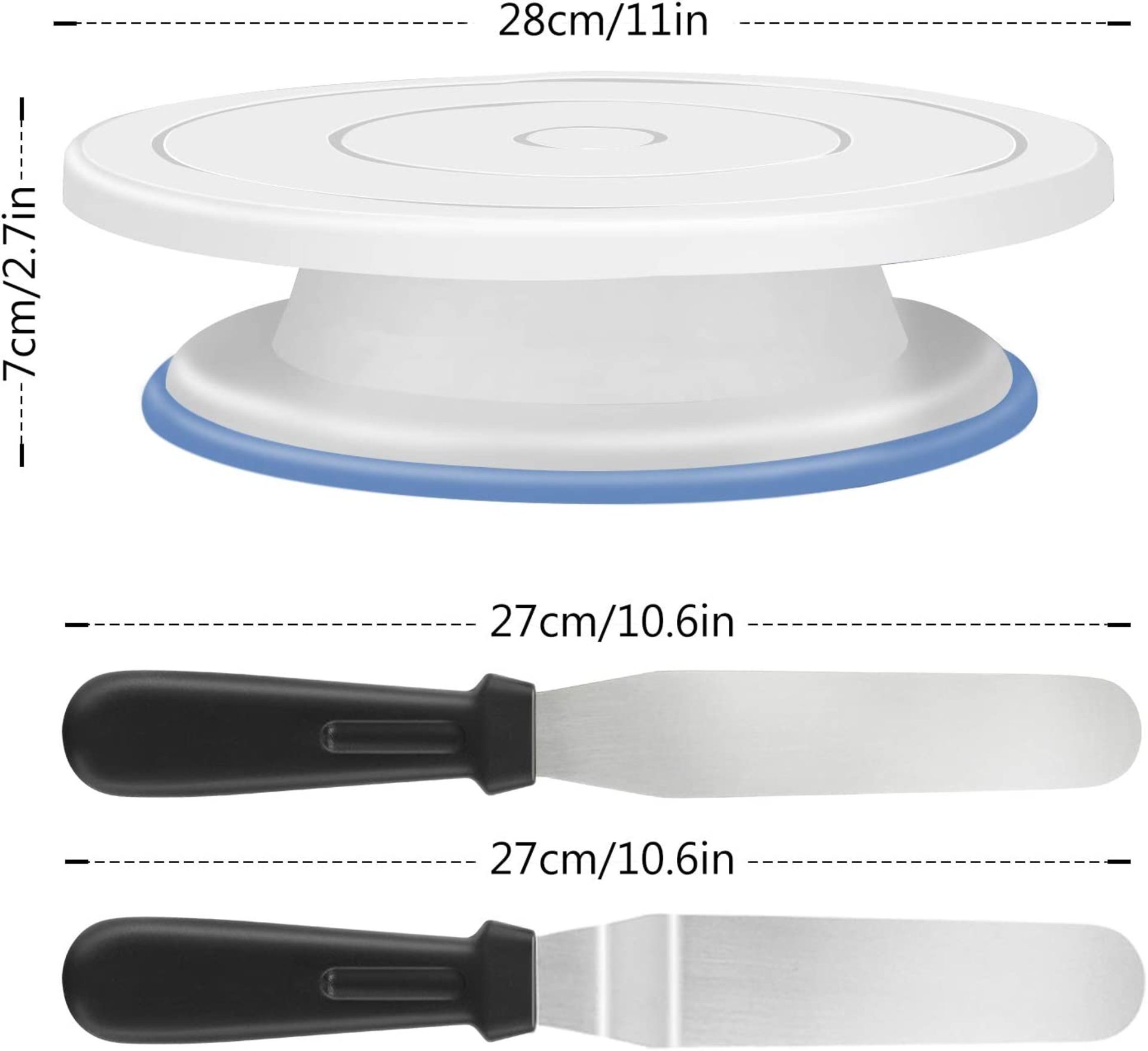 Wisfox Rotating Cake Decorating Plate With 2 Angled Palette Knife Set, Icing - Image 2 of 2