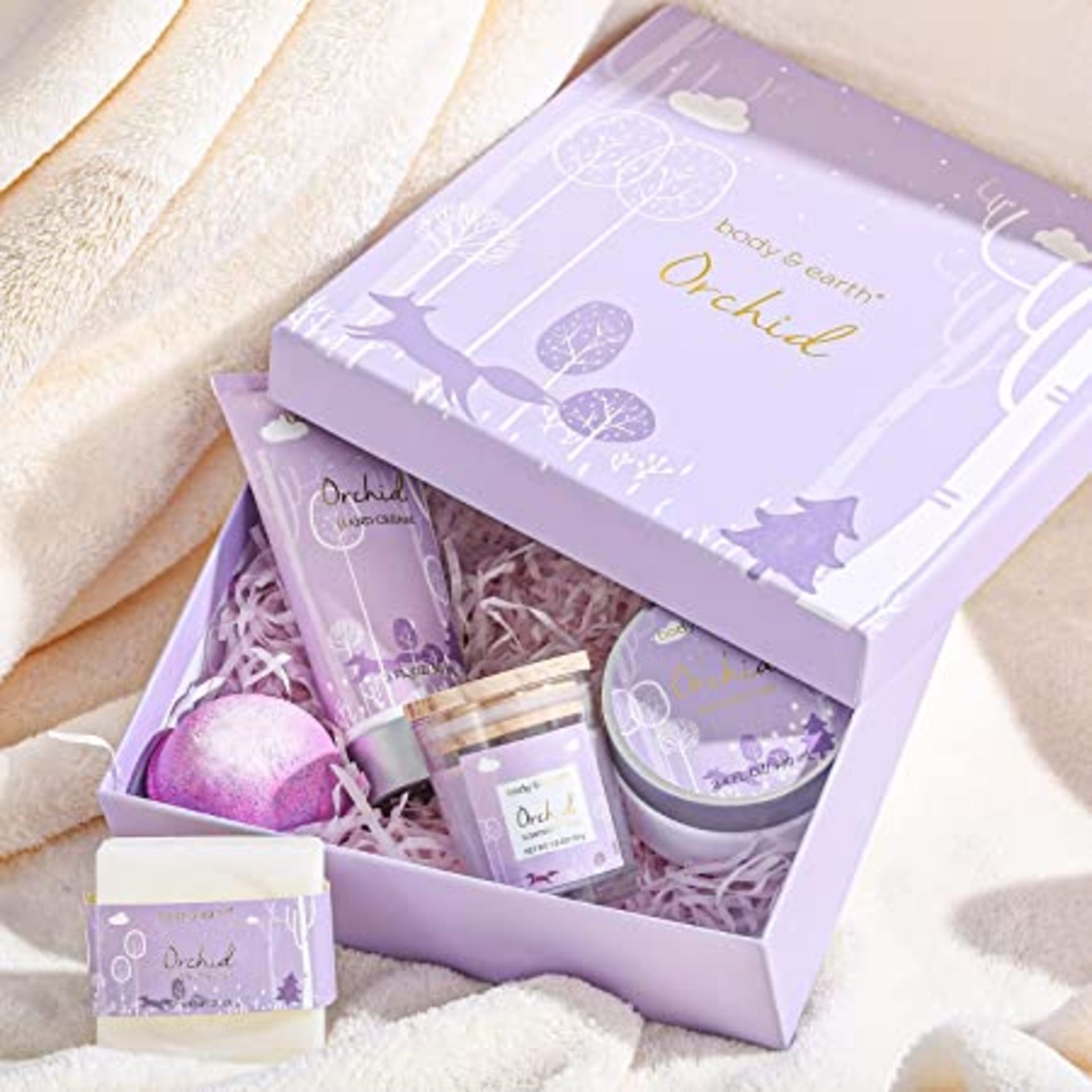 New Packaged Body & Earth Orchid Bath Gift Set. (Be-Bp-043) Orchid Scent: Infused With a Sweet