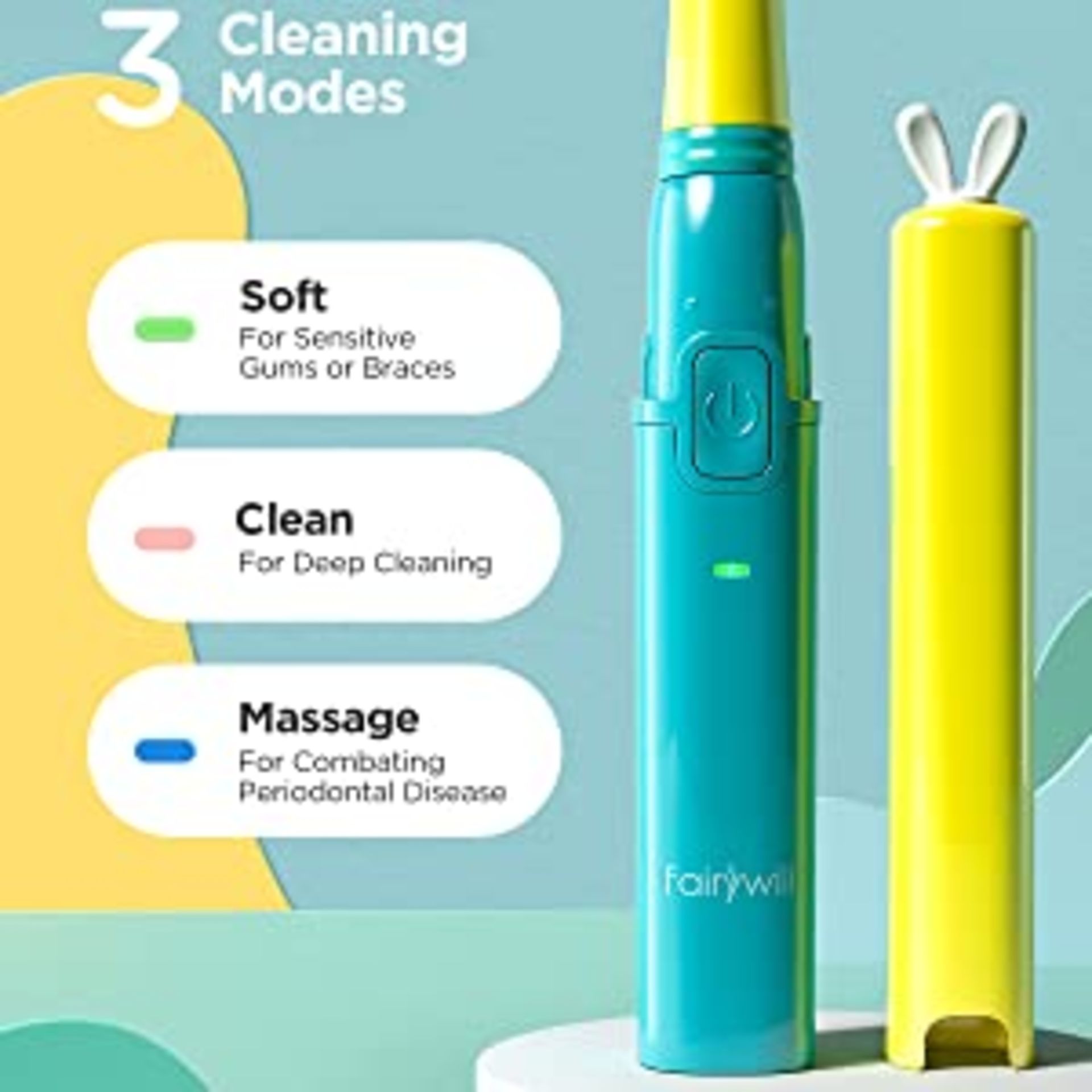 Fairywill Family Kids Care Electric Toothbrush Soft Clean Safe Baby Children - Image 2 of 2