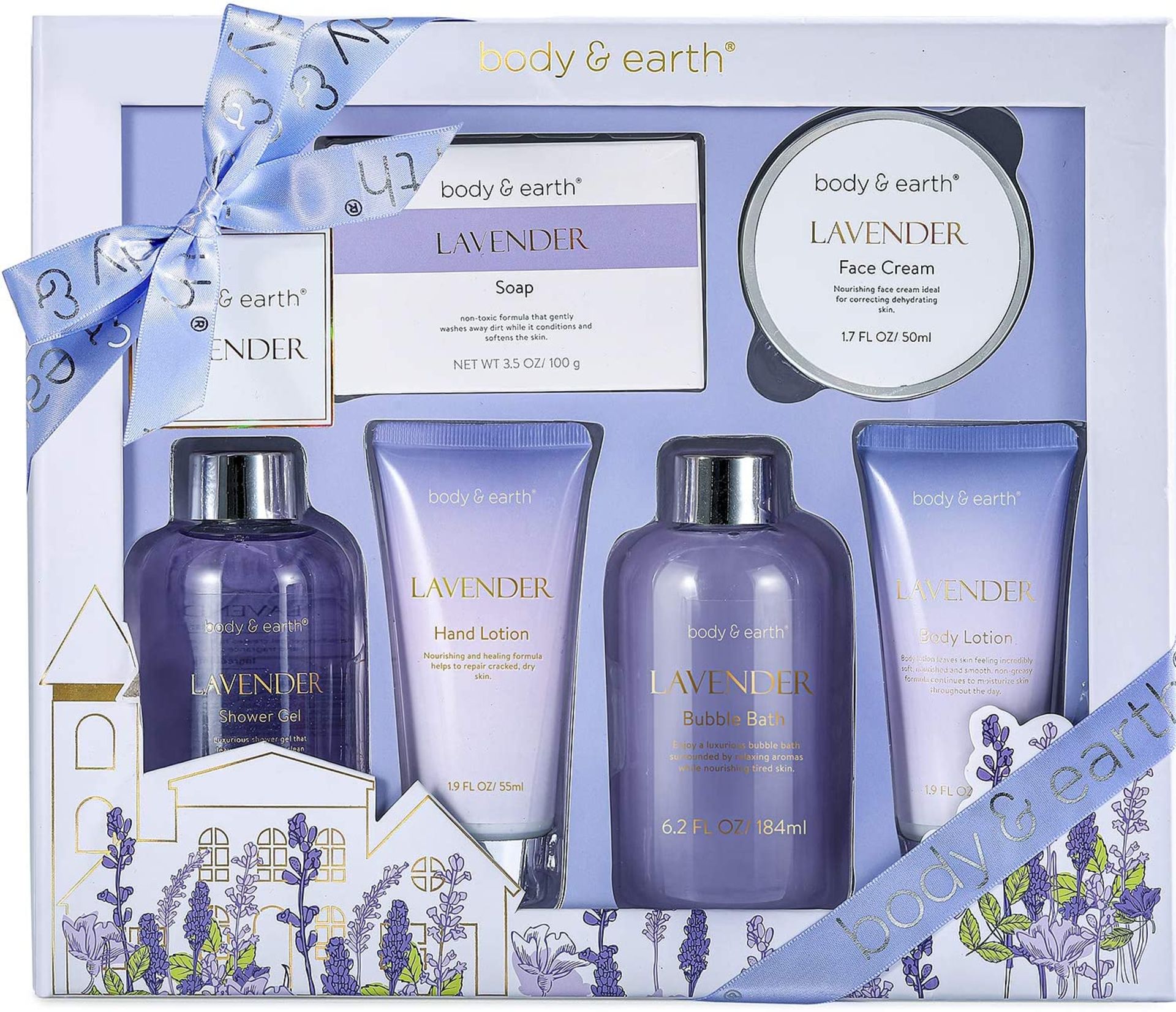 New Boxed Bath and Body Gift Set - Luxurious 6 Pcs Bath Kit for Women, Body and Earth Spa Set