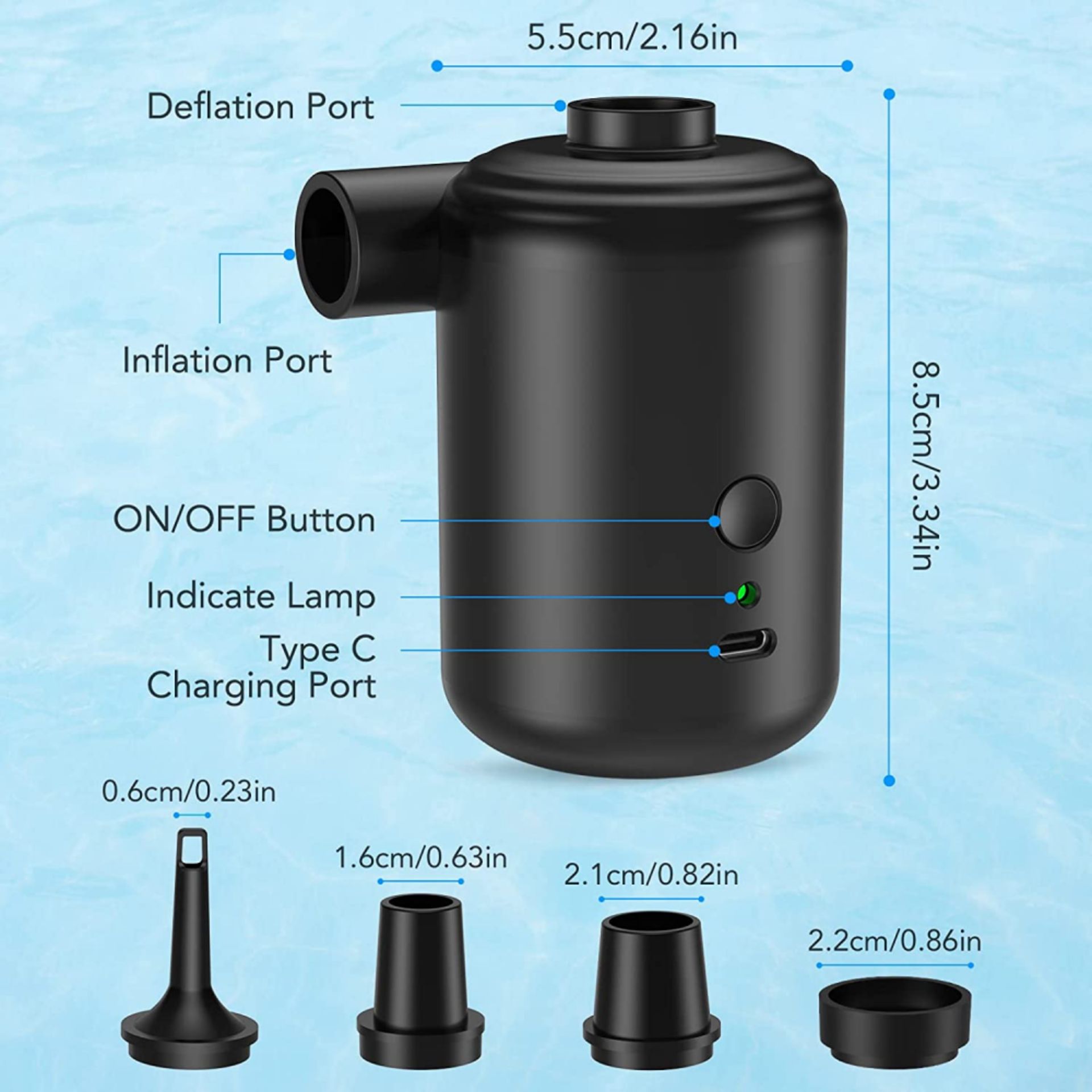 Yivar Electric Air Pump - Portable Air Pump for Inflatable Wireless Electric Air - Image 2 of 5