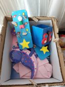 Box of Pink and Blue Door and Clothes Hooks and Mirrors for Children's Rooms