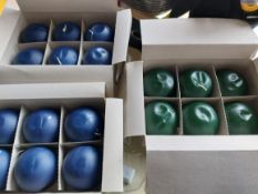 3 Boxes of Green/Blue Ball Candles