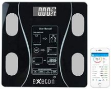 Exeton, Body Weighing Scale, Bluetooth Smart, Body Fat, BMI, Rechargeable 180Kg (396 Lbs)