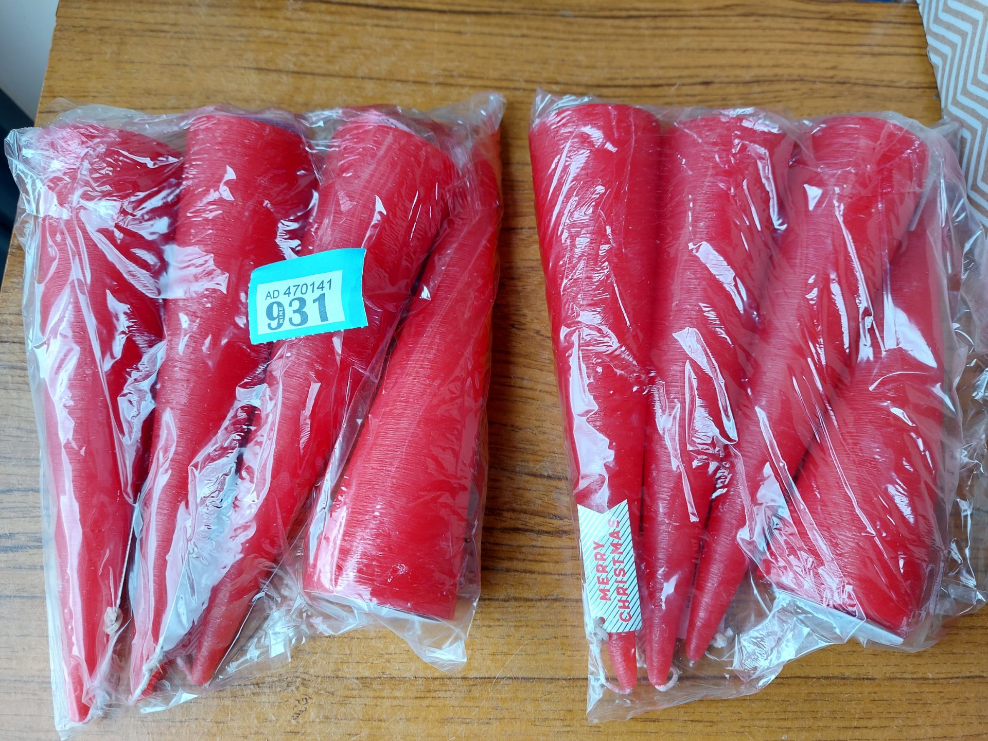 Red Conical Candles from Paperchase. Approx. 10 Inches Long. 2 Inches Wide At Base. Box of 8 Rr...