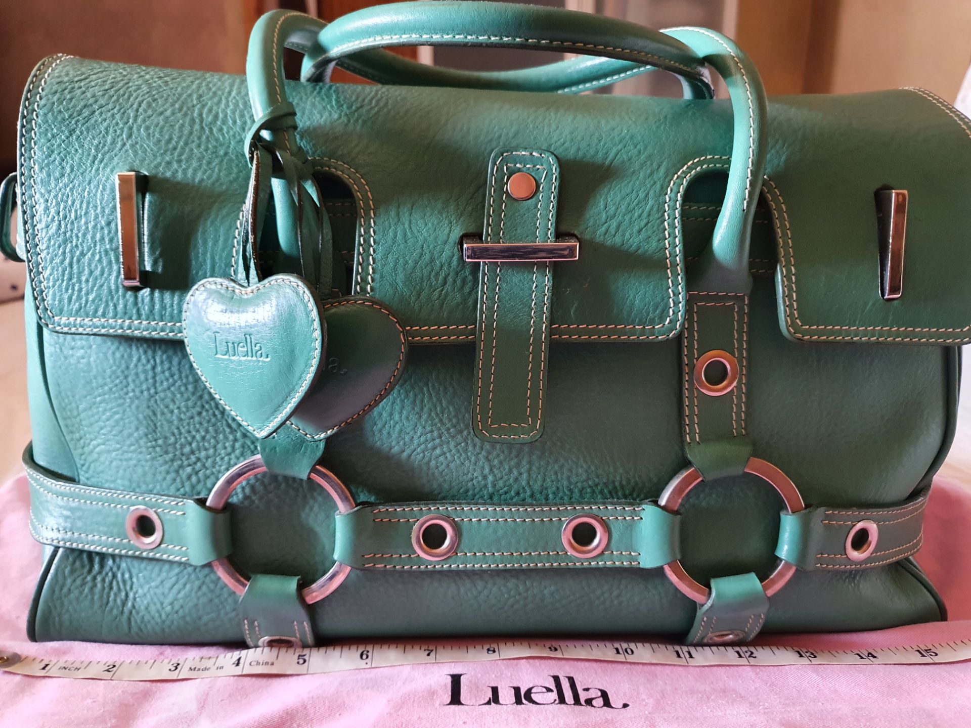 Luella Bartley Vintage 'Giselle' Green Leather Bag - Image 3 of 14