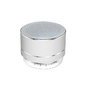Mini Portable Metal Round Bluetooth Wireless Super Bass Speaker - Silver